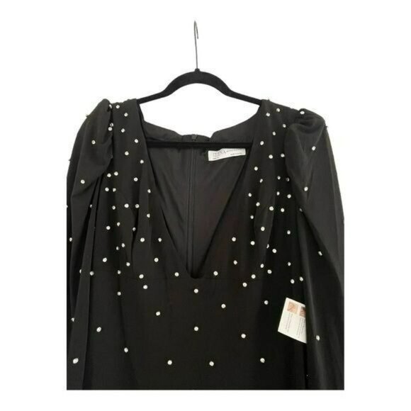 Mac Duggal $598 Black Long Sleeve Rhinestone Formal Jersey Maxi Gown Long Dress - Picture 5 of 11